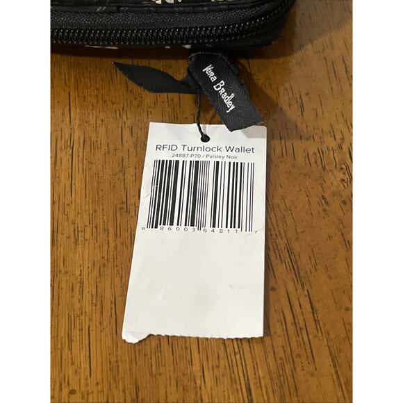 Vera Bradley | Turnlock Wallet Paisley Noir NWT - Picture 4 of 8